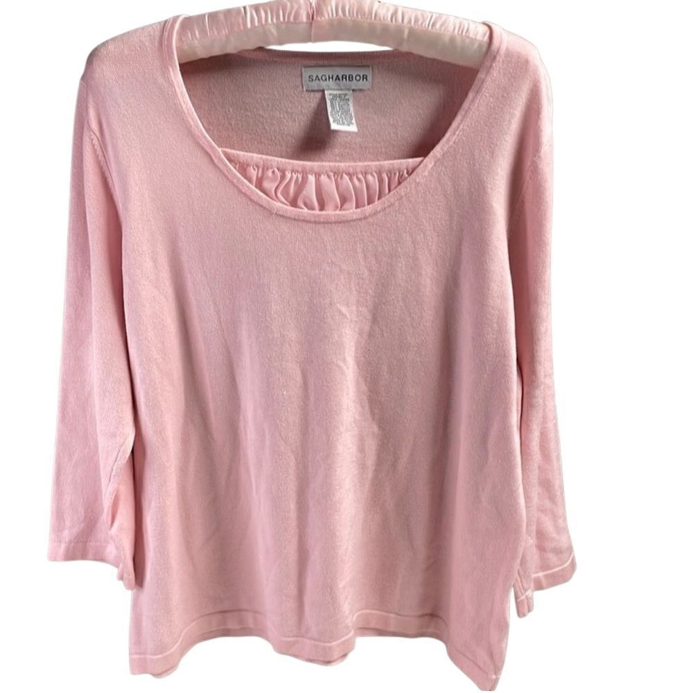 Sag Harbor Women’s Pink Sweater Top Pullover Size Large Coquette Girl